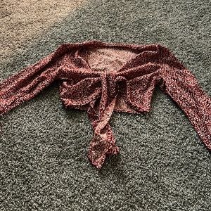 Tie front blouse crop top with flows sleeves